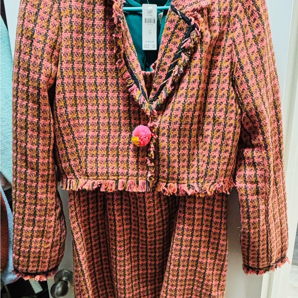 Maeve Pink and Orange Tweed Blazer